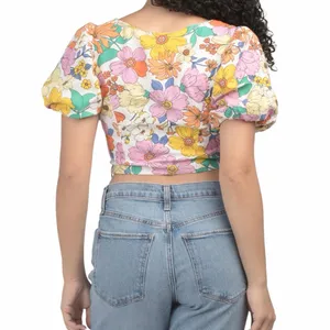 Us Together Floral Printed Cropped Top With Bow Detail thumbnail 4