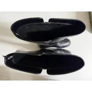 Zara $139 Faux Leather Black Boots Chunky Block Low‎ Rubber Heel Hunting Moto thumbnail 10