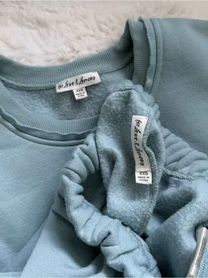 For Love & Lemons Cropped Sweatshirt and Sweatpants Lounge Set - Seafoam thumbnail 2