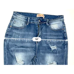 Elite Jeans Ripped Destroyed Blue Jeans‎ High Rise Punk Bohemian Sz 13/14 thumbnail 5
