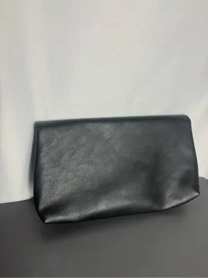 Juicy Couture Black faux leather Fold Top clutch going out Purse Gold Hardware thumbnail 6