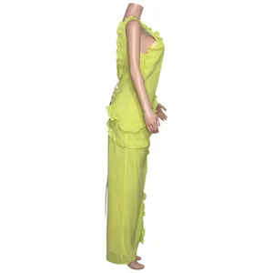 HOUSE OF CB Pixie Ruffle Maxi Dress, Lime, L (Plus Cup) thumbnail 11