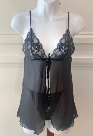 Victorias Secret Lace Sleepwear Size M Black thumbnail 1