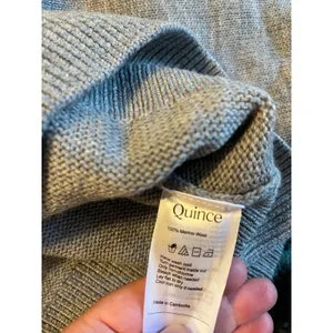Quince Australian Merino Wool Cropped Mock Neck Sweater in Heather Grey Size L thumbnail 10
