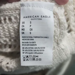 American Eagle Sweater Womens Size S Off-White Tie Front Open Knit Bohemian‎ thumbnail 6