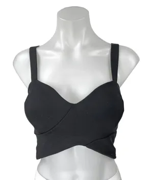 Country Road Women's Black Sleeveless Sweetheart Neck Corset Crop Tank Top Sz S thumbnail 1