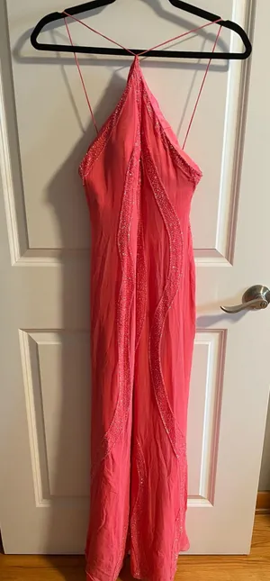 Peach colored prom/formal dress Pink Size 8 thumbnail 1