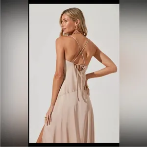 ASTR The Label Palisades Nude Color Cowl Slip Midi Dress Large thumbnail 8
