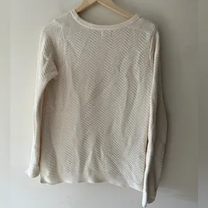 Old Navy‎ Cream Relaxed Textured Crewneck Sweater thumbnail 2