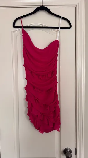 NWT Hello Molly Hot Pink Ruffle Mini Dress thumbnail 2
