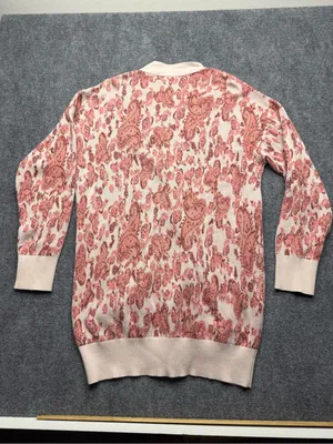 HEMANT & NANDITA Womans Medium Pink Paisley-Print open front long Cardigan thumbnail 7
