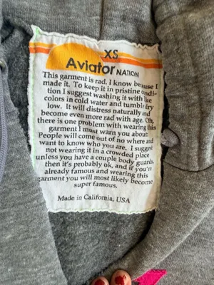 Aviator Nation Bolt Stitch Chevron Split Neck Cropped Hoodie thumbnail 3