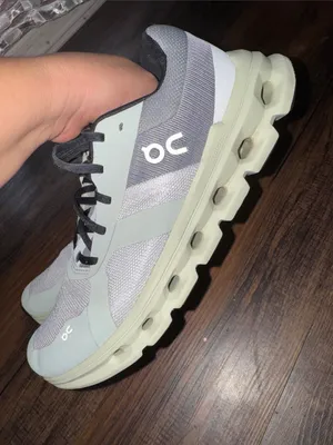 On Cloudrunner running sneakers in the Frost/Aloe colorway thumbnail 5