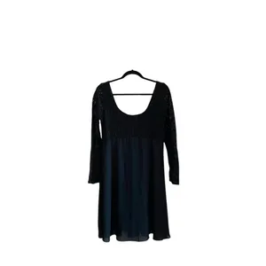 Vintage 90s black lace Chiffon sheer overlay babydoll dress Grunge Emo LBD Goth thumbnail 4