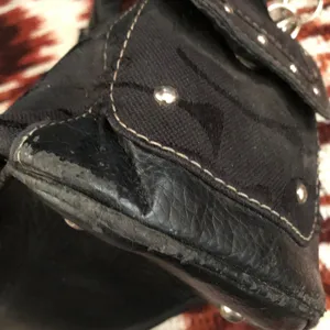 Y2K Gothic Whimsygoth Grunge Black monogram “C” shoulder hand bag purse silver o-ring chain straps studded thumbnail 8