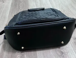 Black Bookbag Purse Quilted Large Handbag Diaper Bag thumbnail 4