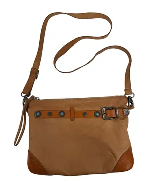 GIORGIA MILANI Crossbody‎ Bag Purse Shoulder Tan Italian Leather Western Conchos thumbnail 1