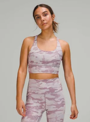LULULEMON Energy Bra Long Line Ribbed Incognito Camo Iris Violet Verbena Size 4 thumbnail 2