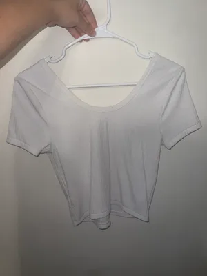 Short Sleeve Crop Top White Size L thumbnail 2