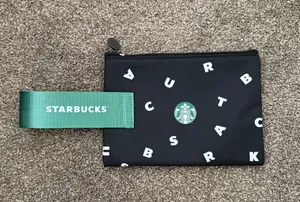 Starbucks Black Pouch with Green Logo Strap and White Lettering thumbnail 1