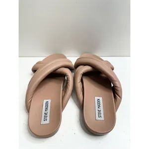 Steve Madden Sandals Womens Size 9 Nude Open Toe Crisscross Slip On‎ Slides thumbnail 5
