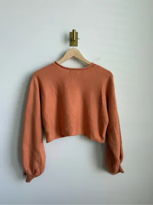 Mint Vanilla Knit Sweater Shorts Matching Set Orange Cropped Lounge Small NWT thumbnail 7