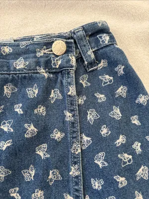 Vintage denim butterfly shorts size 18 32 Denim Floral Wrap Skort in Blue thumbnail 5