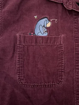 Women’s Vintage Disney Winnie The Pooh Button Up Long Sleeve Corduroy Shirt Sz L thumbnail 3