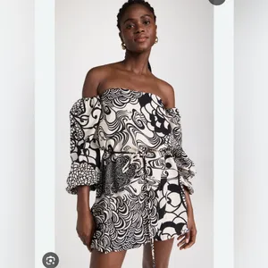 Alexis Ellora Mini Dress Sz L Black Cream Long Sleeves Belted thumbnail 8