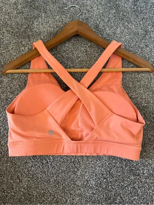Women’s Lululemon Orange padded cross back athletic sports bra 8 thumbnail 2
