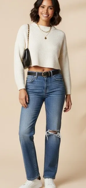 Levi's Premium Ribcage Straight Jeans‎ Size 29 High Rise Distressed Knee Denim thumbnail 1