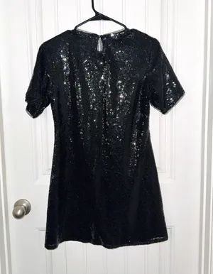 In the Beginning Black Sequin T-Shirt Dress thumbnail 1