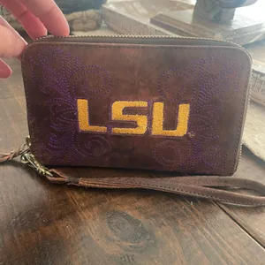 LSU Zip Around Wristlet Small Clutch Louisiana State University Tigers Y2K Style thumbnail 1