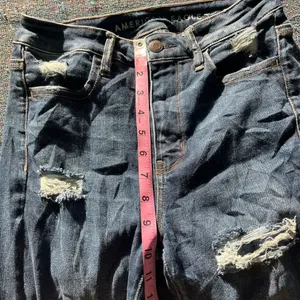 American Eagle Super Hi-Rise Jegging Women’s 4R Distressed Dark Wash Stretch Y2K thumbnail 12