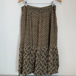 Massimo Dutti Women's Maxi Skirt, Size L Brown Flowy Long Side Zip Skirt thumbnail 3