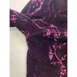Jaclyn Smith Classic Plus Button Down Women X Purple Floral Velvet Burnout‎ Top thumbnail 8