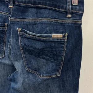 White House Black Market Slim Crop Jeans Dark Wash Raw Hem Size 6 Stretch Casual thumbnail 6