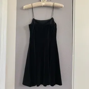 Urban Outfitters Black Velvet Straight-Neck Mini Dress thumbnail 6