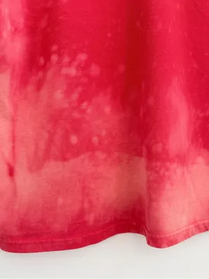 Red and pink coral off-the-shoulder bleached t-shirt thumbnail 4