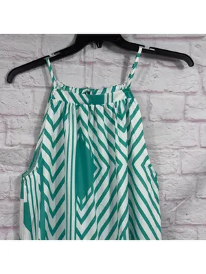 Green and White Geometric Maxi Dress XL thumbnail 4