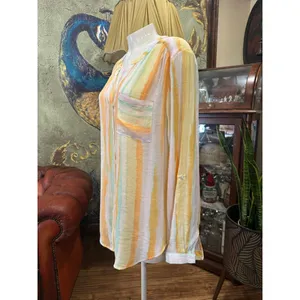 Title: Zac & Rachel XL Pastel Watercolor Stripe Button Down Shirt Roll Tab Sleev thumbnail 4