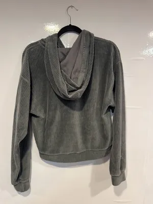 Abercrombie and Fitch‎ Velvet Ribbed Hoodie - Slate Gray thumbnail 5