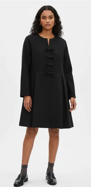 Tuckernuck Black Blair Bow Coat Dress Medium - C11-472 thumbnail 1