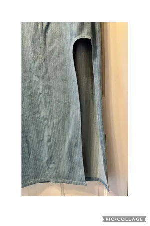 Sage the Label Denim Striped Locals Only High Slit Maxi Skirt Medium thumbnail 4