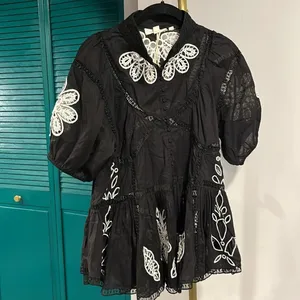 Anthropologie x Forever NWT That Girl Embroidered high neck Blouse - XS thumbnail 7