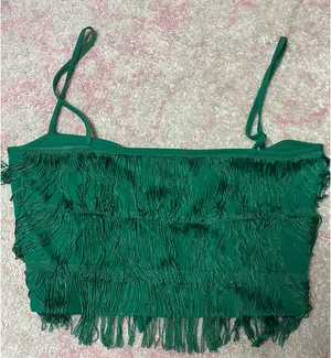 Altar'd State Fringe Top Crop Green thumbnail 1