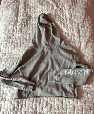 PINK Victoria’s Secret Light Grey Cropped Hoodie Size Small thumbnail 2