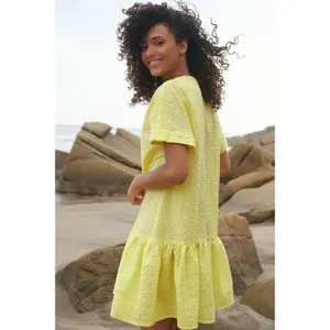 Anthropologie Corey Lynn Calter Yellow Mariah Textured Mini Dress Size Medium thumbnail 4