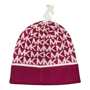 Michael Kors Womens Fuschia/White Logo Cuff‎ Beanie thumbnail 2