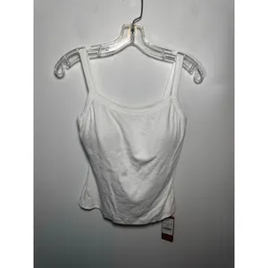 OGL White Ribbed Tank Top Womens Size M Scoop Neck Casual Basic Sleeveless thumbnail 2